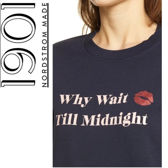 NEW Women's 1901 Why Wait Graphic Sweatshirt, Size Medium - Blue - Picture 4 of 8